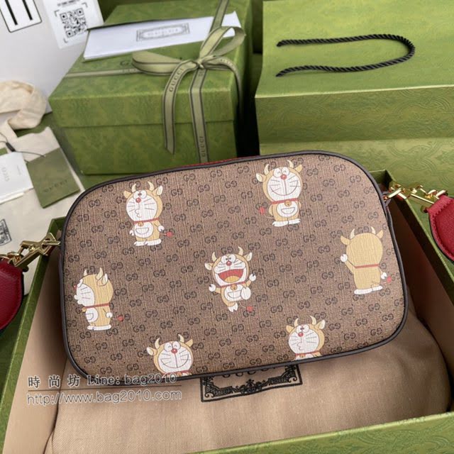 Gucci专柜新款女包, 古驰哆啦A梦牛角拉链相机包 Gucci单肩斜挎包 574886  gdj1597